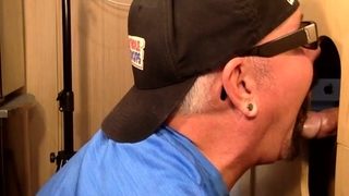 Gloryhole deepthroating auntie caught
