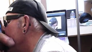 Gloryhole old bearded guest cocksucking
