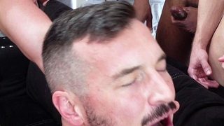 Horny twink filled with cum in wild gangbang