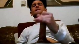 Ripped Stud Strokes His Big Cock to a Webcam Orgasm