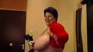 Big-Titted BBW Granny Dances on Webcam