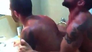 Bareback Bathroom Fuck with Amateur Hunk