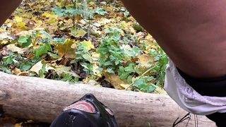 peeing old slave outdoor