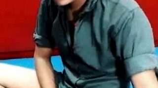 Skinny Amateur Strips on Webcam