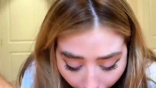 Tattooed blondie stepsister sneaks in, forgets undies –